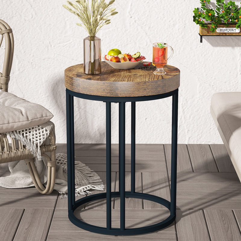 17 Stories Jotham Side Table Round End Table for Living Room Bedroom Nightstand with Metal Frame for Small Spaces Reviews Wayfair